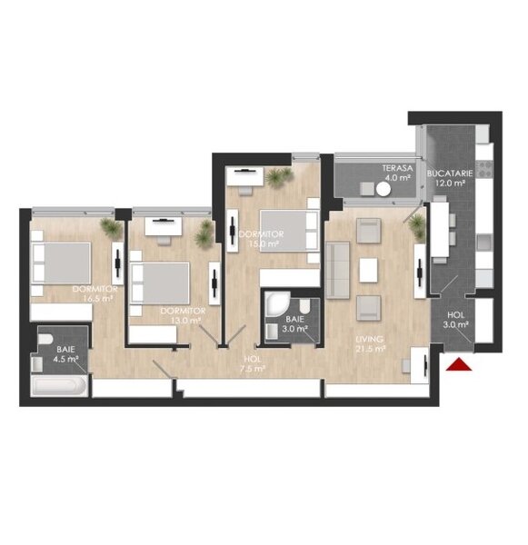 Sector 1 Apartament 4 camere, 100 mp S.utila -Mall Colosseum